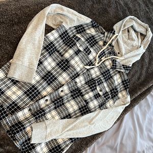 Shacket with removable hood